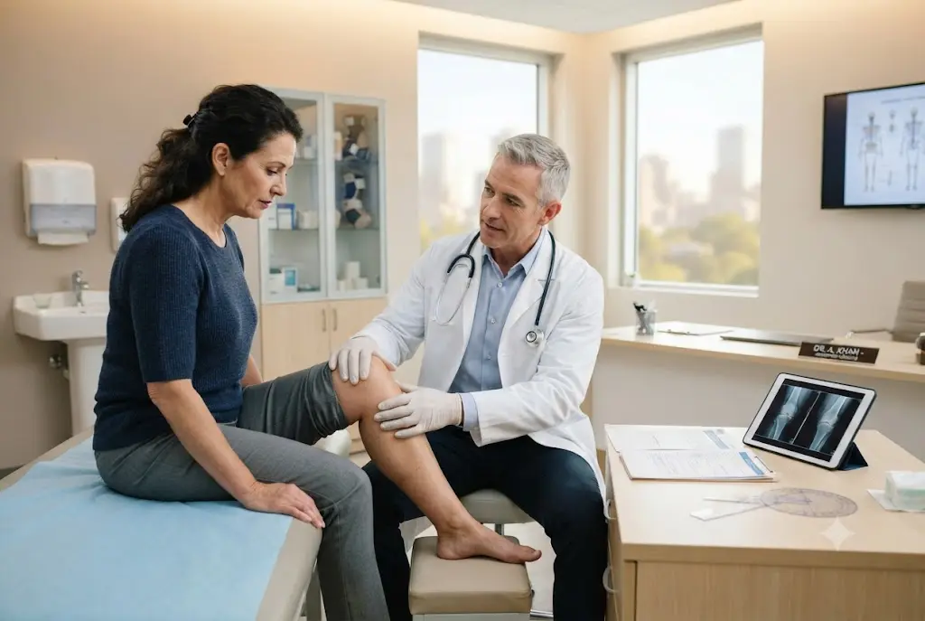 Orthopedic Hospital in Kandivali specialist consulting with a patient about bone and joint health in a modern clinic